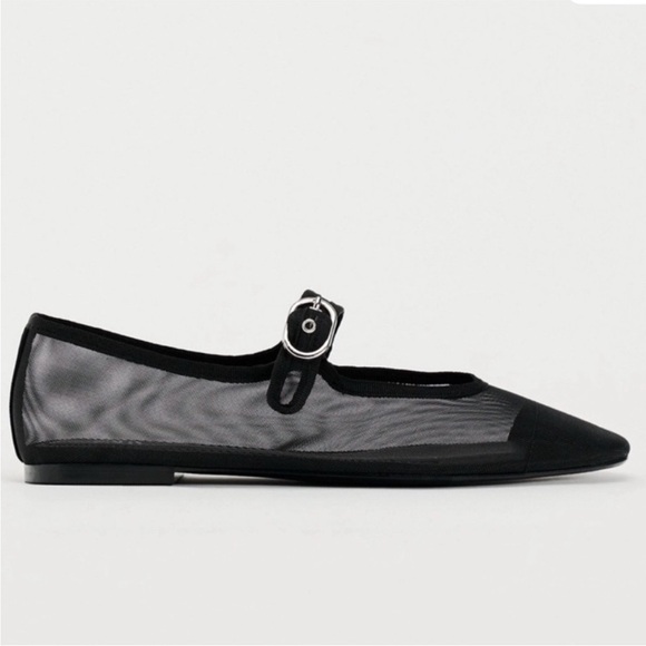 Zara Shoes - Zara Black Sheer Flats with Buckle
